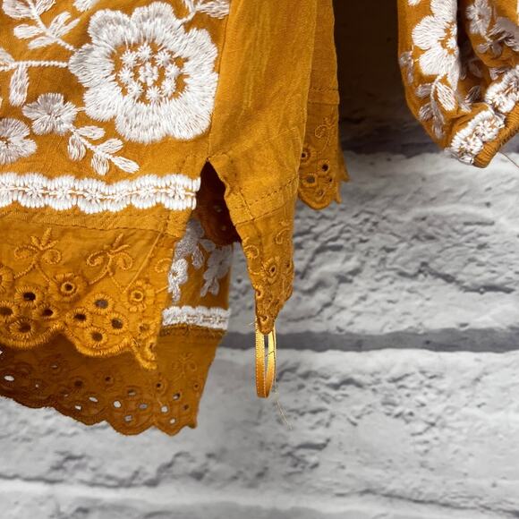 Savanna Jane Women L Boho Festival Floral Embroidered Cottagecore Peasant Blouse - Picture 7 of 12